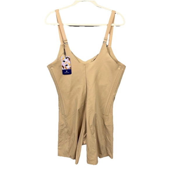 HoneyLove Women's 2X Mid-Thigh Shaping Superpower Bodysuit Sand NWT - Picture 3 of 9